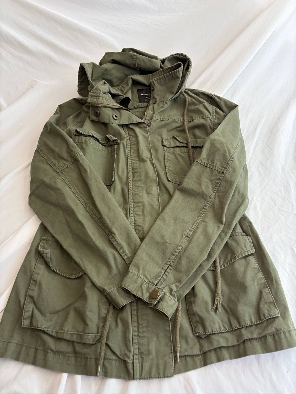 Active USA Olive Green Utility Jacket with Hood